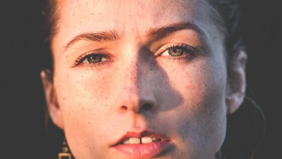 woman, face, freckles