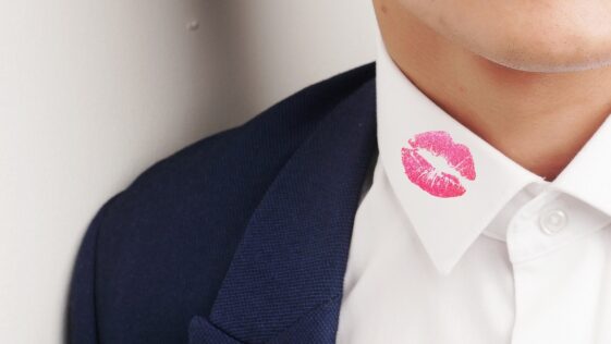 kiss mark, collar, man