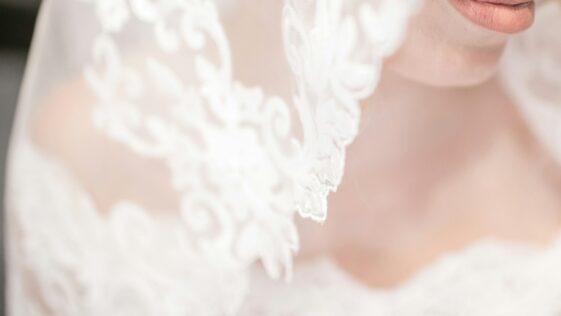 macro shot of white veil