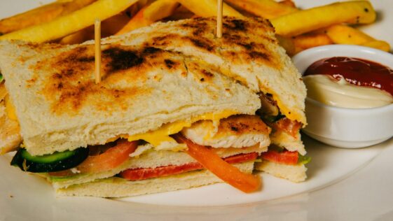 a sandwich with fries
