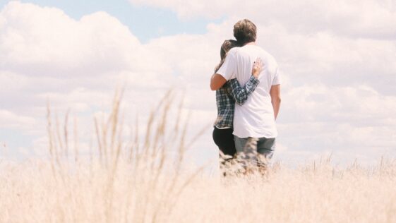 couple, hugging, outdoors