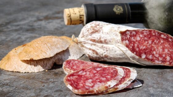 salami, sausage, cut