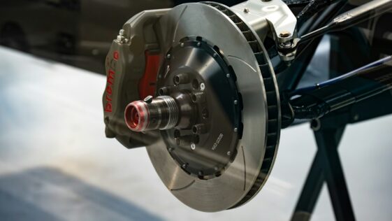 a close up of a brake on a vehicle