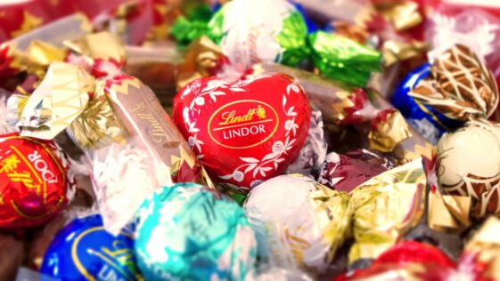 red and white candy wrapper