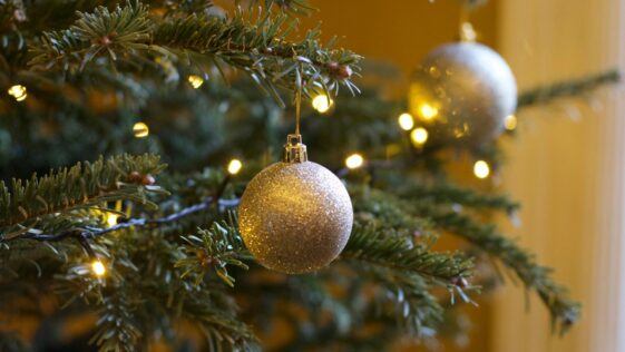 gold Christmas baubles