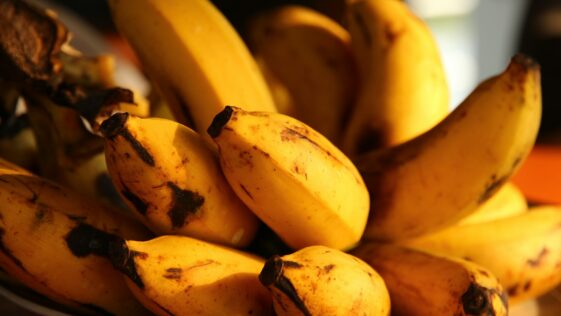 selective focus photography of ripped bananas