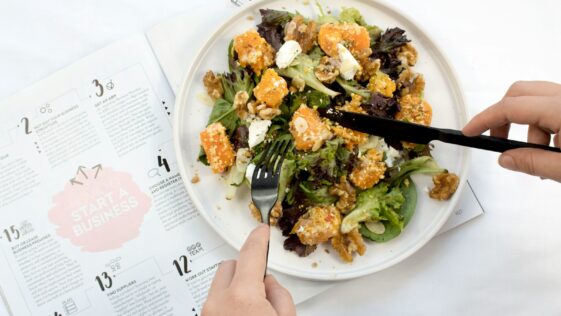 vegetable salad on white plate