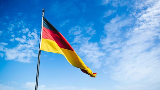 blue, red, and yellow flag