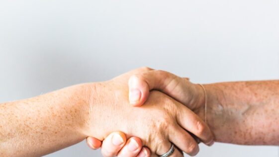 person holding hands of another person