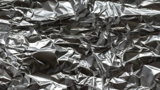 silver foil on brown textile