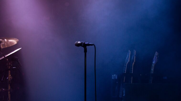 black microphone on stand near microphone
