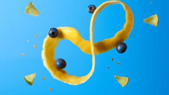 yellow heart shaped with blue background