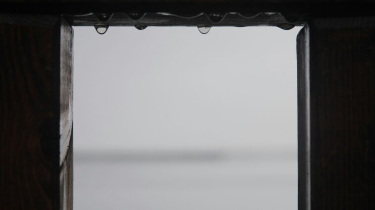 window with water droplets